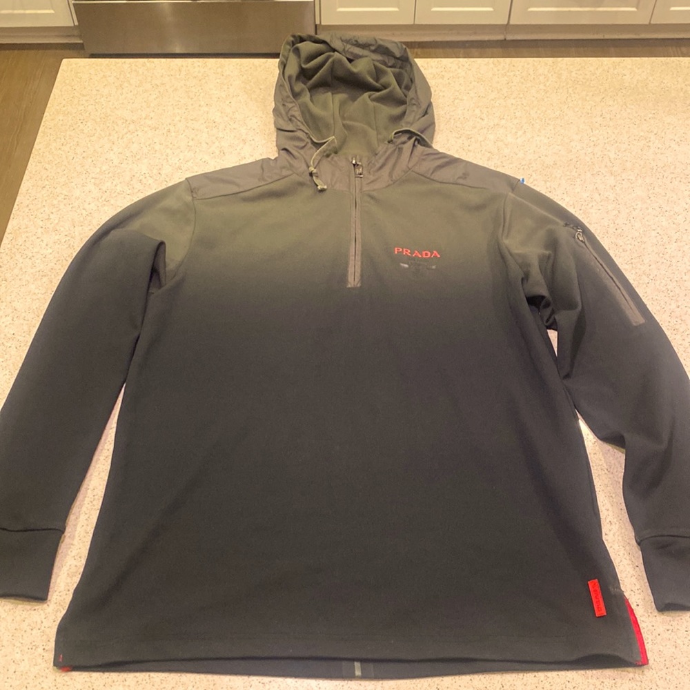 Prada Red Tab quarter zip pullover